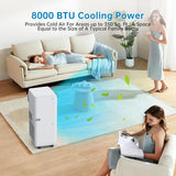 8000 BTU Portable Air Conditioner, 3 in 1 AC Unit for 350 Sq.Ft. with Built In Dehumidifier, 2 Speed Fan, Timer