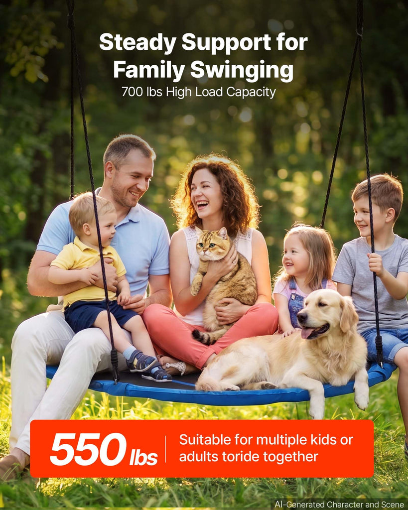 Tree Swing 60" Saucer Swing for Kids & Adults 700 lbs Weight Capacity