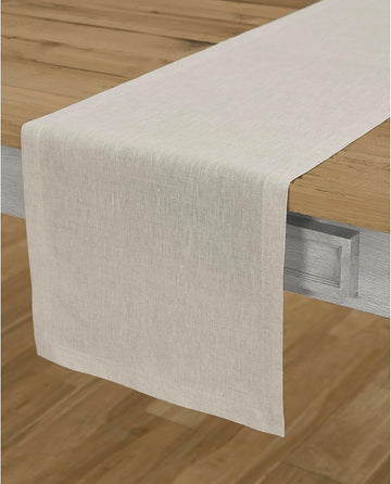 100% Pure Linen Table Runner Natural Long, Athena 14 x 108 in