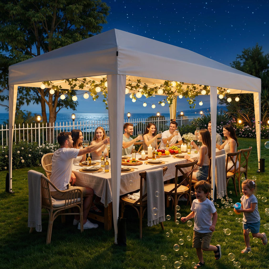 10x20 FT Pop Up Canopy Tent with 6 Sidewalls, White