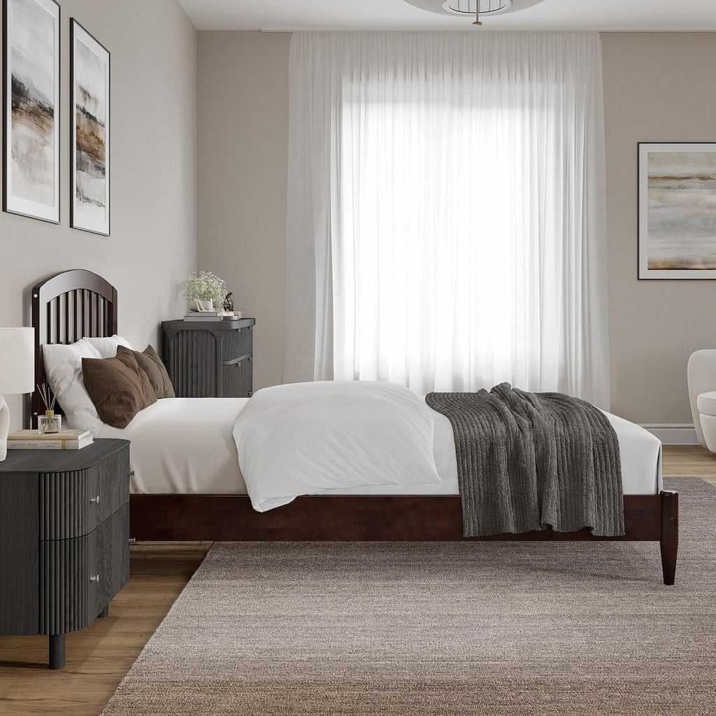 Quincy Twin XL Solid Wood Low Profile Platform Bed, Walnut