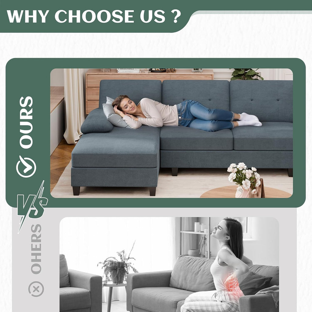 Sectional Couches for Living Room, U-Shaped Sofa with Chaise, 4-seat Large Sectional Modern Couch for Living Room