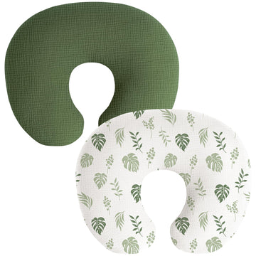 Muslin Nursing Pillow Covers, 2 Pack, Soft & Adorable Slipcovers with Zipper Closure, 100% Cotton Covers for
