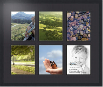 Double-Multimat-1055-89/ Collage Photo Frame Double Mat with 6-8x10 Openings and Satin Black Frame