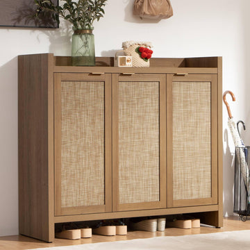 Shoe Storage Cabinet, 30 Pairs Rattan Shoe Cabinet