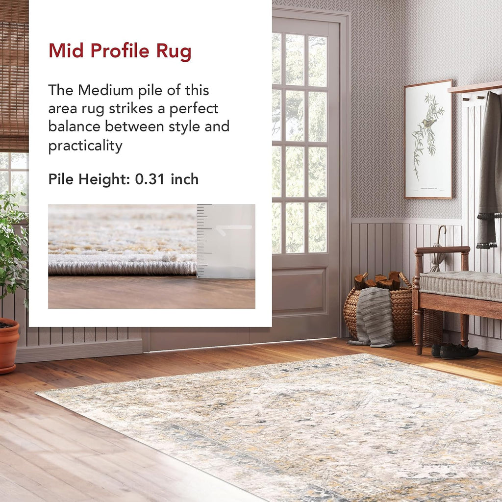 Madisson Gold Medallion Power Loomed Area Rug