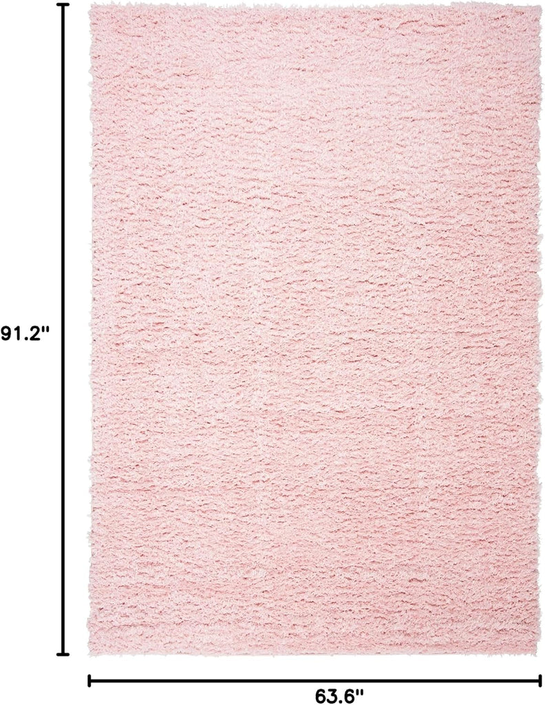 Madrid Shag Collection Area Rug - 5'3" x 7'6", Blush, Solid Design, Non-Shedding & Easy Care, 1.6-inch Thick Ideal