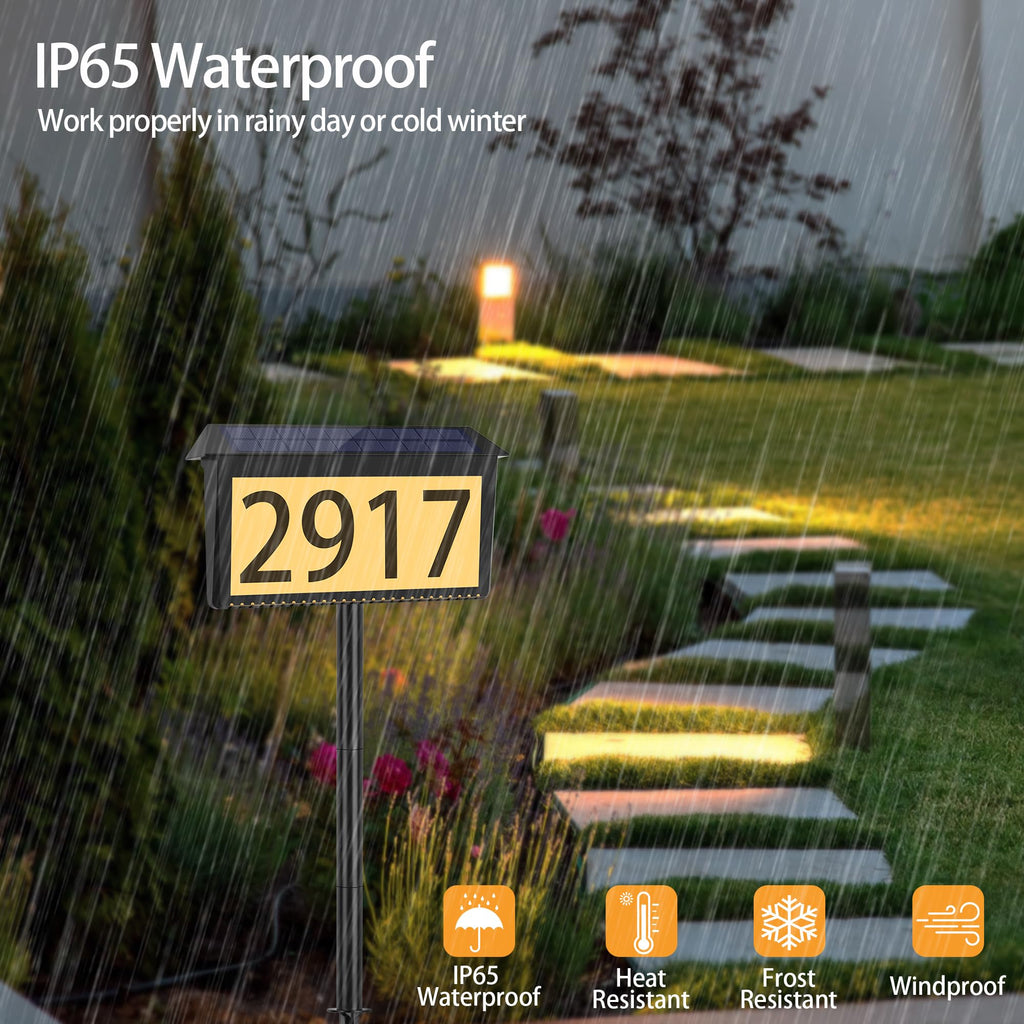 Solar Address Sign, House Numbers for Outside Light Up Waterproof