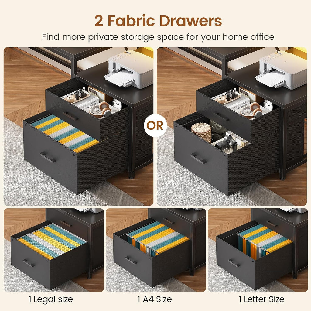 78.7" Large L Shaped Gaming Desk with Drawers, LED Light | Reversible Corner Computer Desk with Storage Shelves