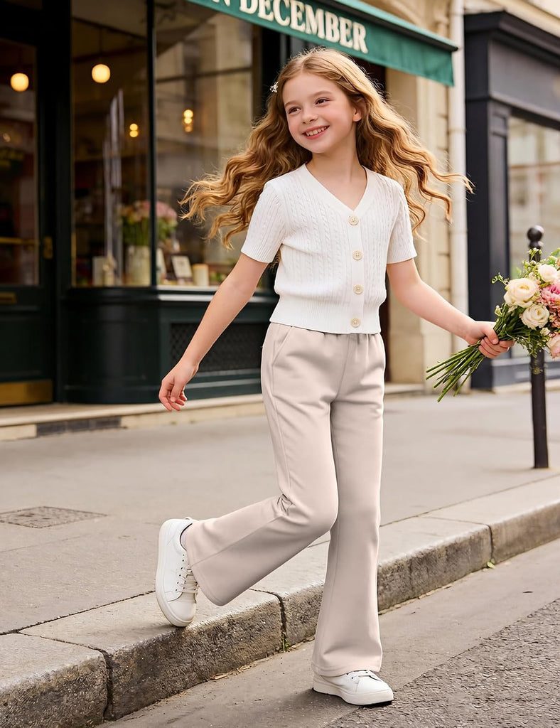 Girls Uniform Pants Flare Sweatpants Joggers Pants Preppy Clothes
