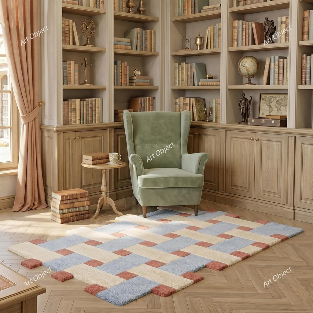 Hand Tufted Wool Area Rug, Scandinavian Abstract