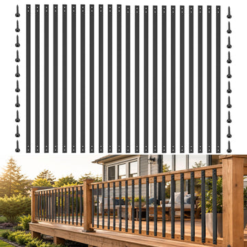 26 Pack 36" Solid Deck Balusters, Flat Straight Deck Railing Spindles