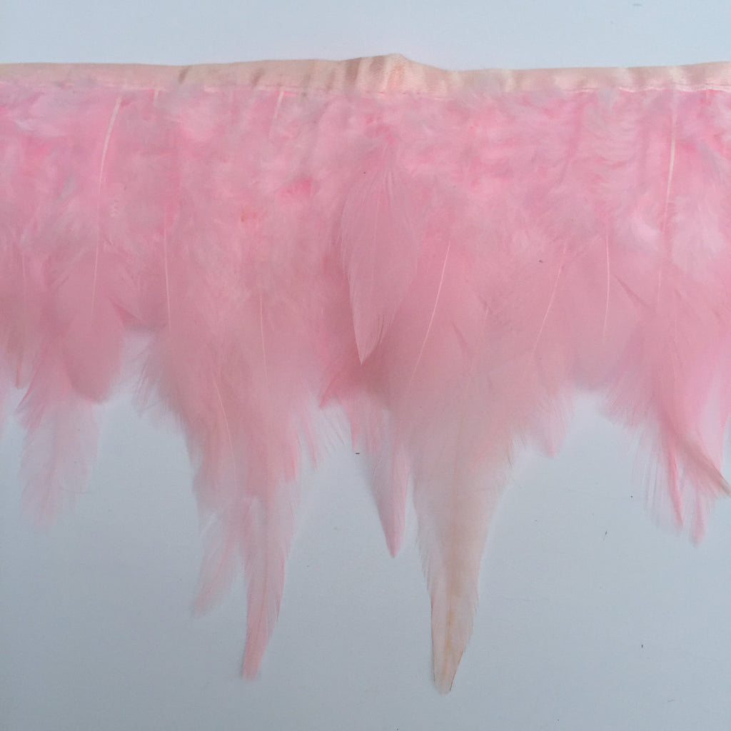Rooster Hackle Feather Trim Fringe for DIY Clothing Craft Dress Decoration(Pink) - 2yards