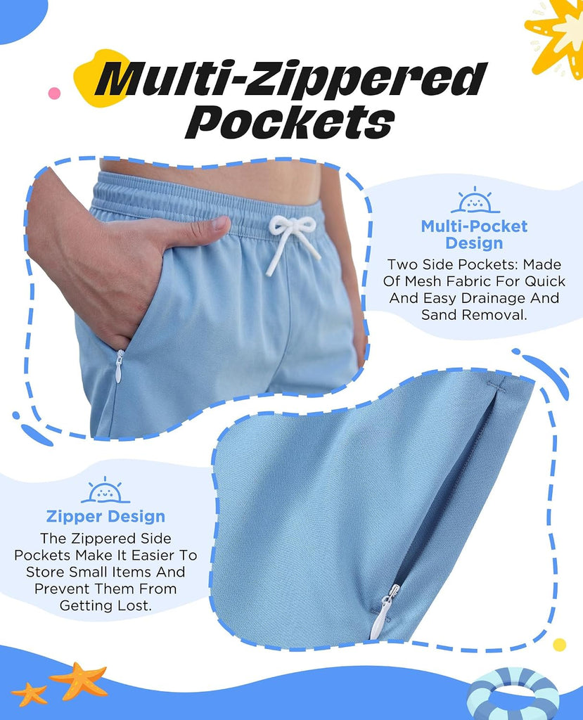 Boys Swim Trunks with Compression Liner Bathing Suit Swimming Shorts