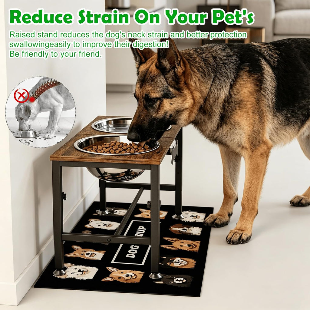 Elevated Dog Bowls with Mat for Large & Extra Large Dogs, Raised Dog Bowl Stand with 2 Stainless Steel Bowls, Tall