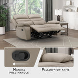 64" W Manual Reclining Loveseat, Top Grain Leather Match Reclining Love Seat, Home Theater Seating
