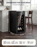 18 Bottle Compressor Wine Cooler Refrigerator，Freestanding Wine Fridge with Digi