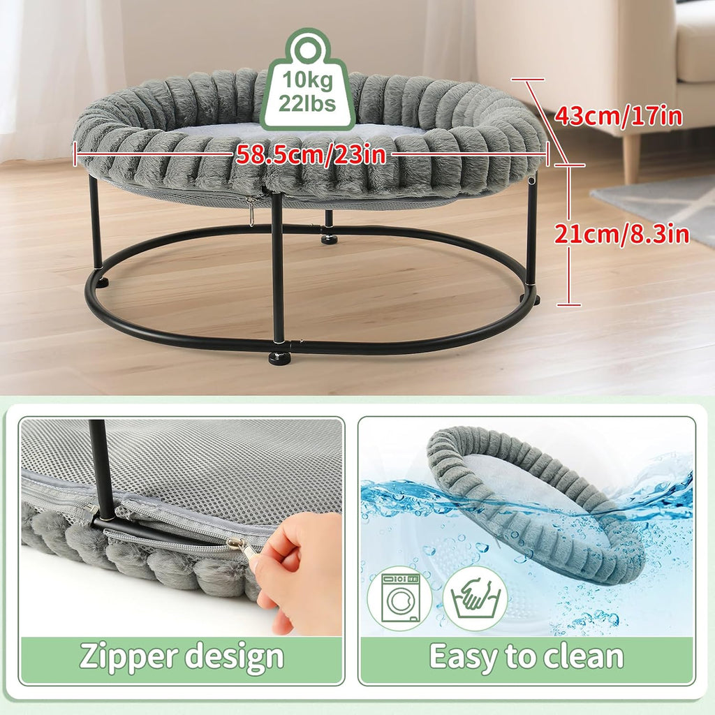 Elevated Cat Bed for Indoor Cats Raised Kitten Hammock Large High Puppy Cot Off Floor Self-Supporting Small Pet Chair