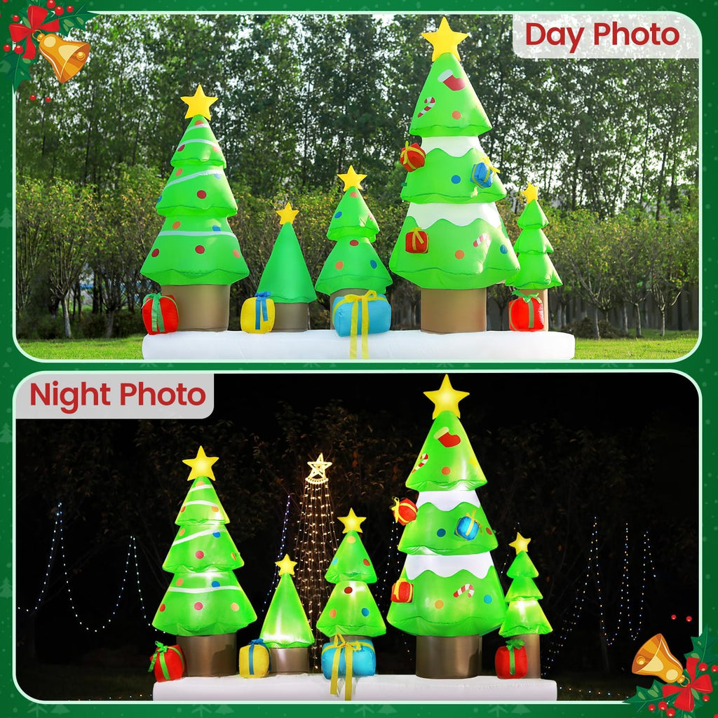 9 FT Long Huge Christmas Inflatable Tree Set Outdoor Decoration with Gift Boxes, LED Lights Holiday Blow Up Yard