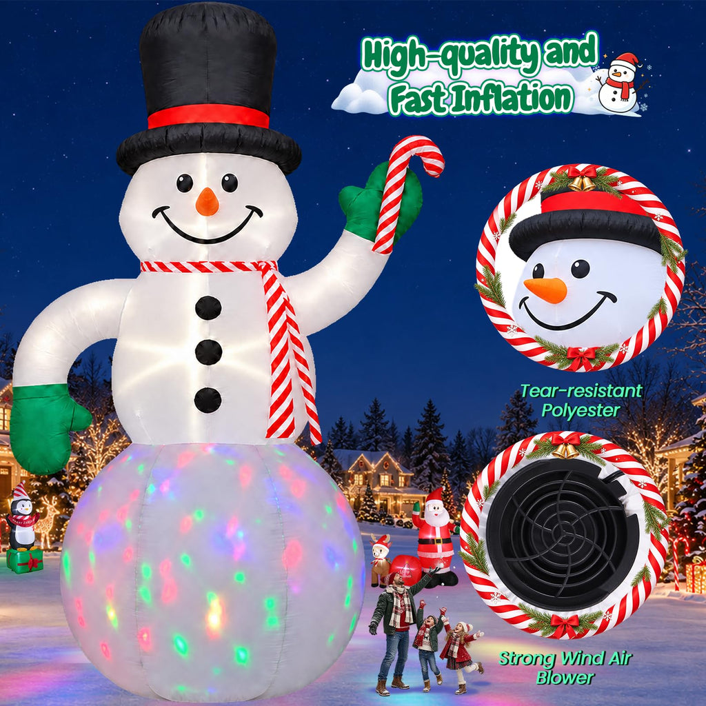 20FT Giant Christmas Inflatable Snowman with Colorful Rotating Lights