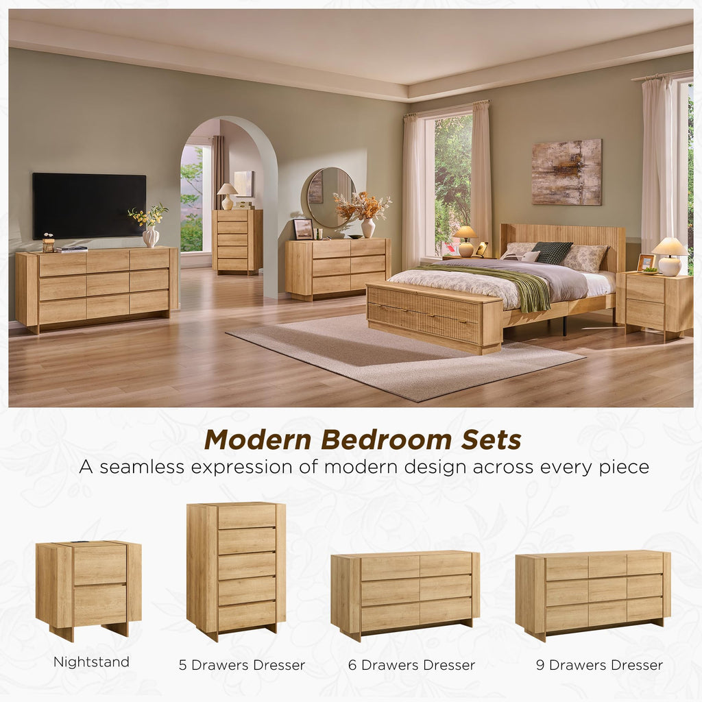 24" Modern 2 Drawer Dresser with Charging Station