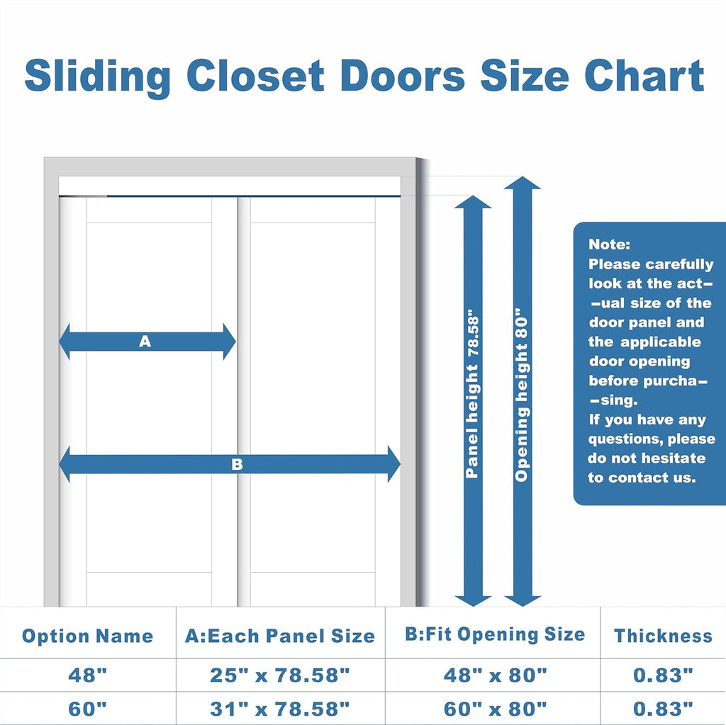 60 x 80 inch Mirrored Sliding Closet Doors for Bedrooms, Upgraded Shatterproof Sliding Mirror Interi