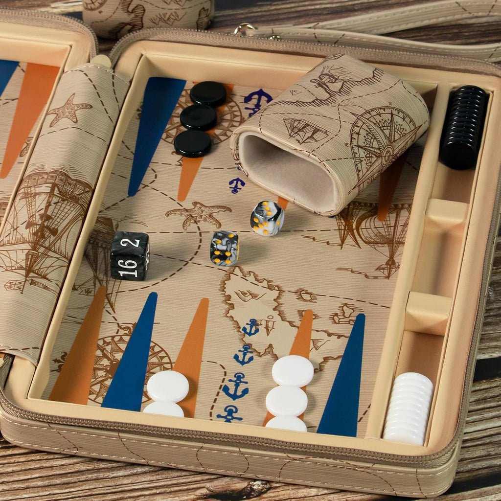 Backgammon Game Set for Adults 2 Players - Folding