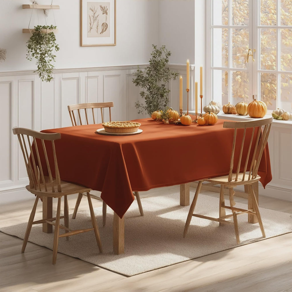 Fall Tablecloth for Rectangle Tables, Rust, 54 x 120 Inch, 1 Pack