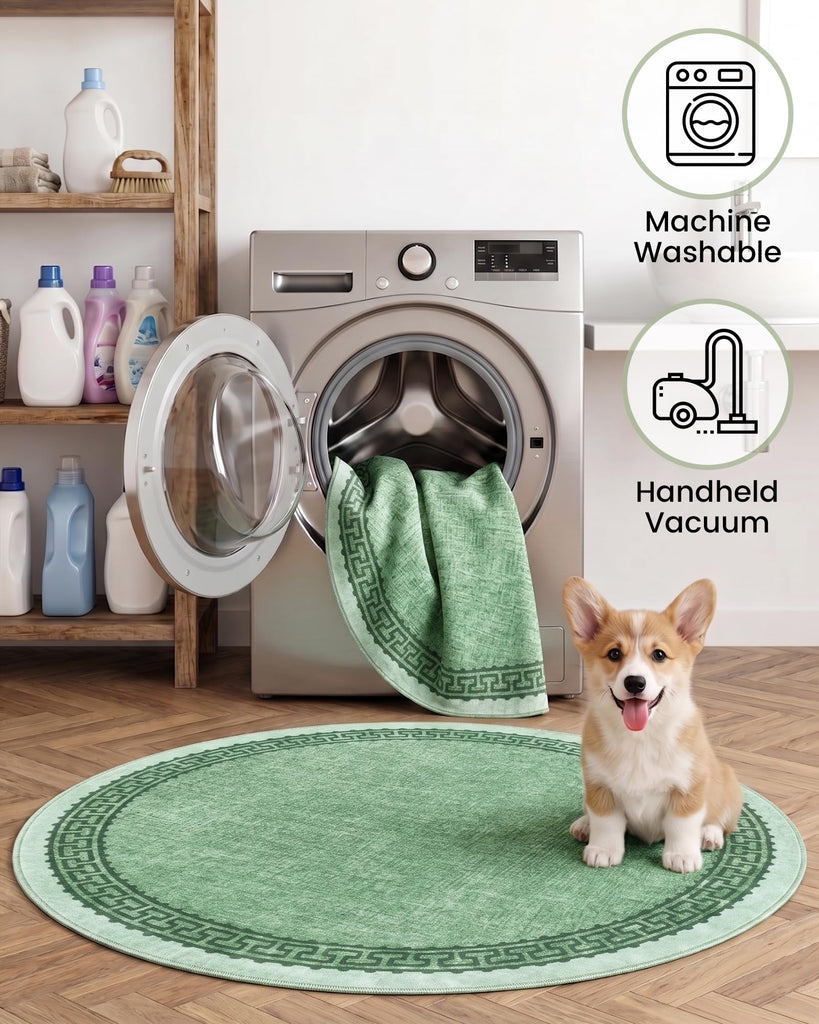 5ft Round Rug Washable Modern Solid Color Circle Rugs