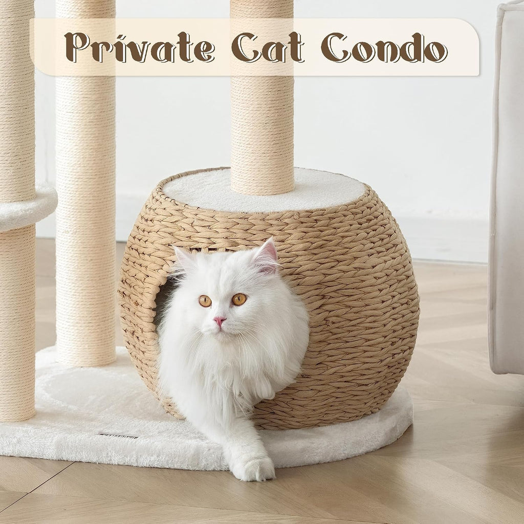 Modern Cat Tree, 39" Tall Cat Tree Tower for Cats, Cat Condo with Scratching Posts, Multi-Level Solid Wood Tower &