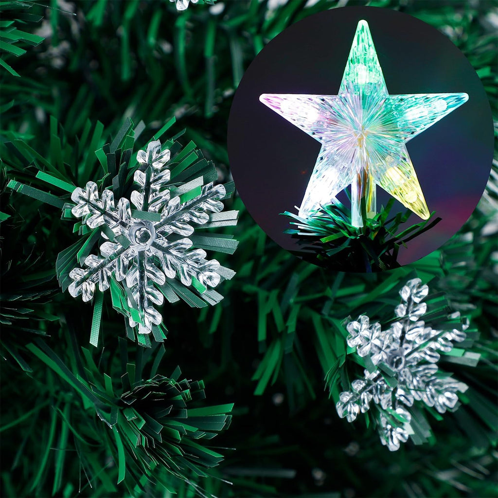 3 ft Pre-Lit Green Artificial Christmas Tree, Lighted Optical Fiber Table Mini Xmas Trees with Color Changing Lights