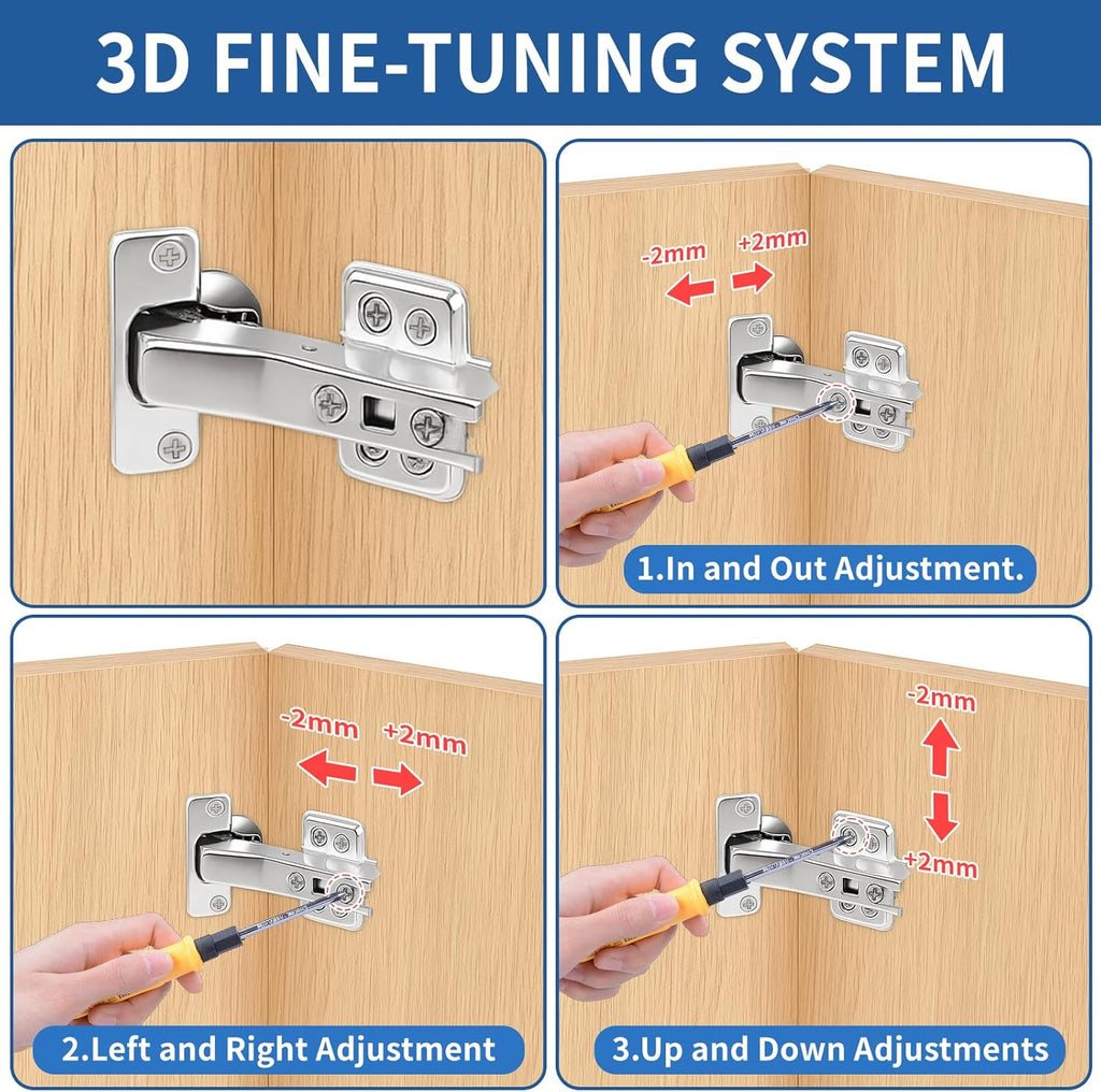 45°Cabinet Hinges Soft Close Kitchen Door Cabinet Hinge - Concealed, Soft Close, 3D Adjust for 135 Degree Corner