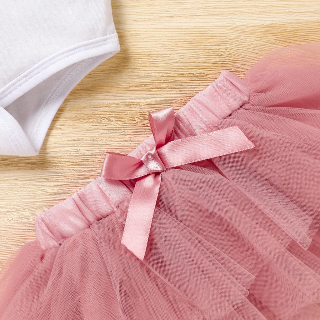 Baby Girl Birthday Cake Smash Outfit Toddler Girl My 1st Birthday Romper Tutu Skirt with Headband Clothes Set