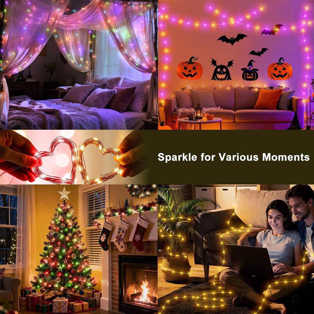 66FT 200 LED Smart String Lights, Plug in Fairy Lights with APP & Remote Control, Music Sync, RGB Warm White, Timer