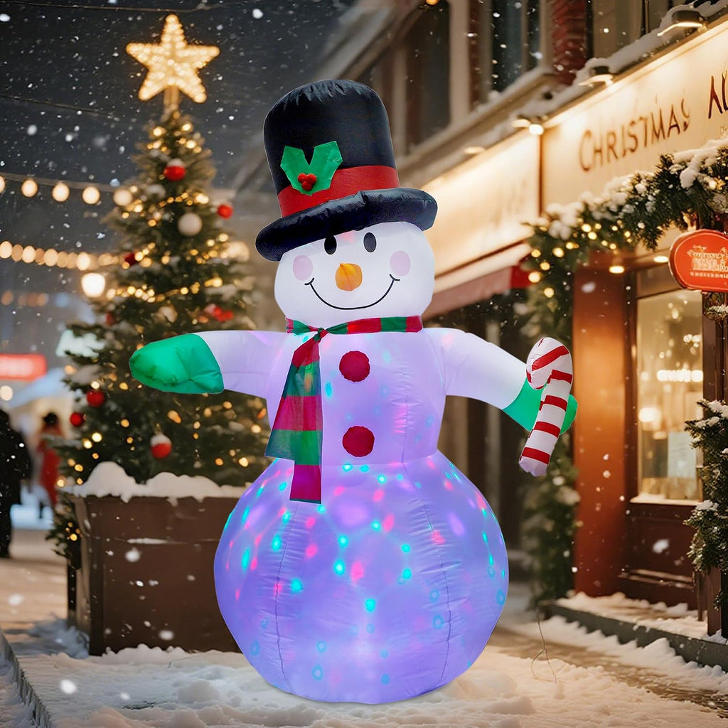 6 FT Christmas Inflatable Snowman, Christmas Blow up Decoration with Rotating LED Lights, Perfect for Indoor Outdoor