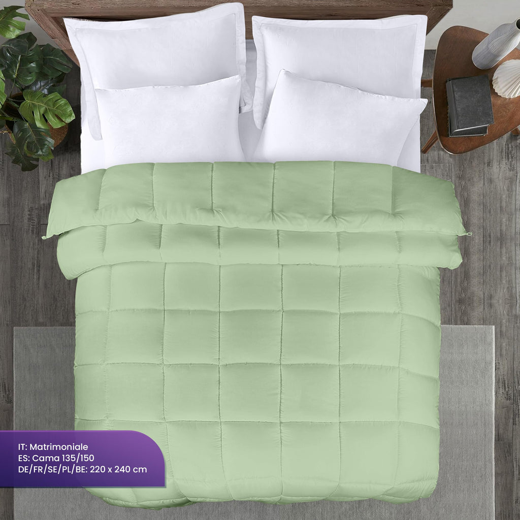 Comforter Duvet Insert, Quilted Comforter with Corner Tabs, Box Stitched Down Alternative Comforters (Sage Green, 220