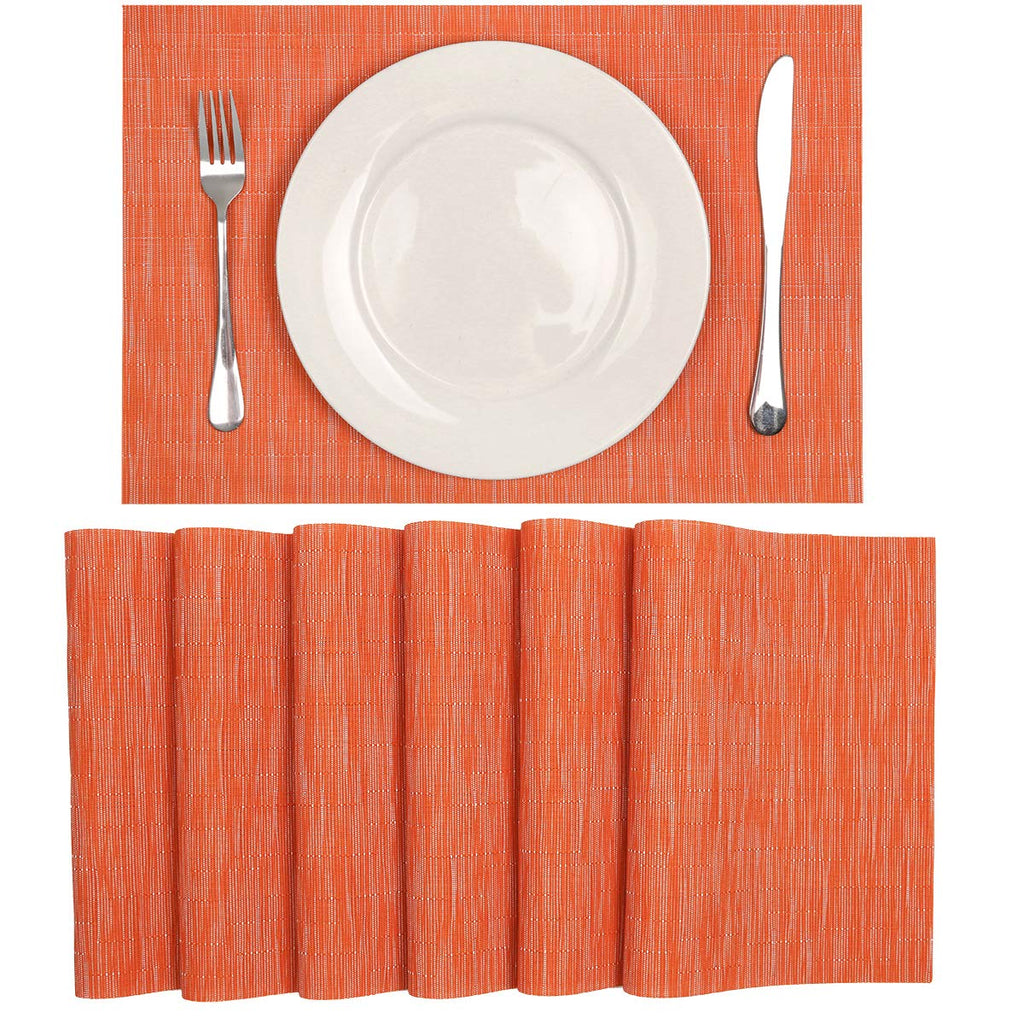 Fall Orange Placemats Set of 8 Woven Vinyl Autumn Place Mats