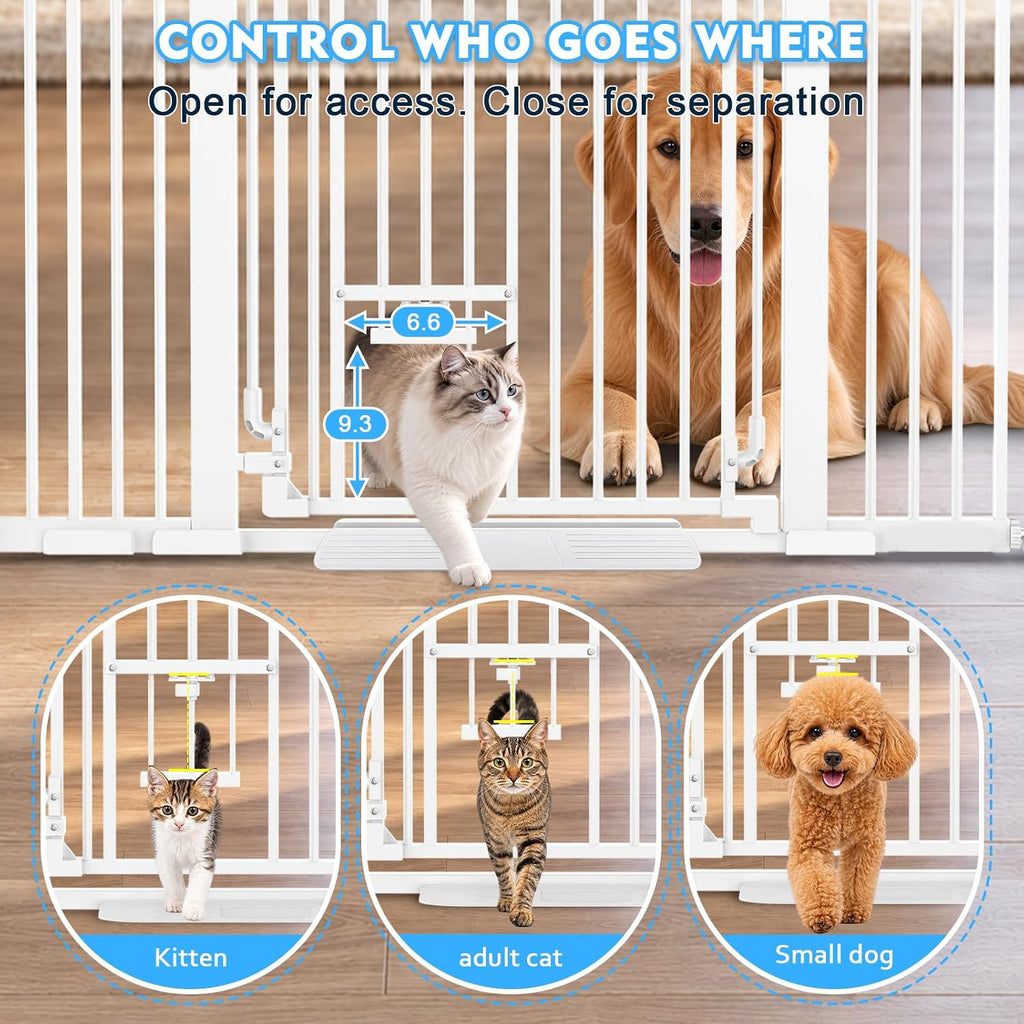 51" Extra Tall Pet Gate with Cat Door, 32-51" Wide Cat Gate for Doorways