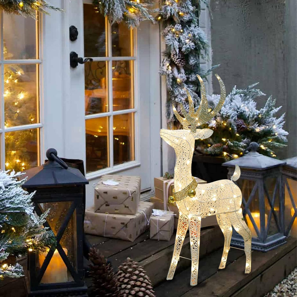 48" Pre-Lit Christmas Reindeer Outdoor Decorations Lighted Deer