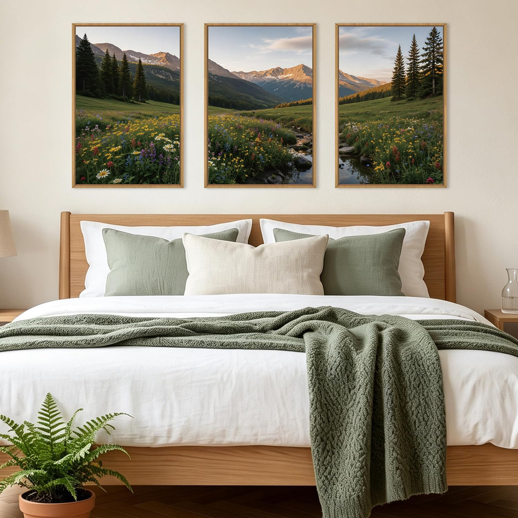 Mountains Landscape Canvas Wall Art, Nature Forest Wall Decor Framed