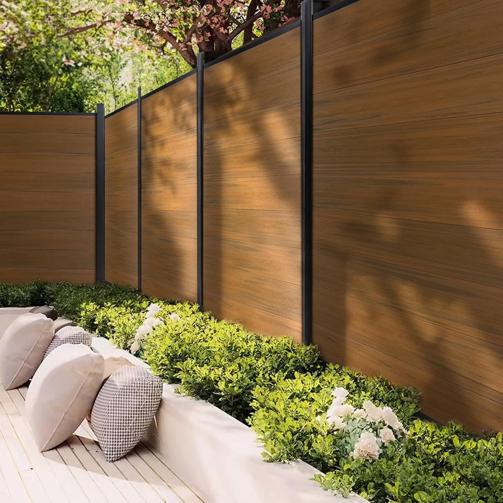Privacy Fence Panels for Outside,6ft(W) x 6ft(H) Outdoor Privacy Panels with 2 Posts,Wind Resistant Wood Plastic