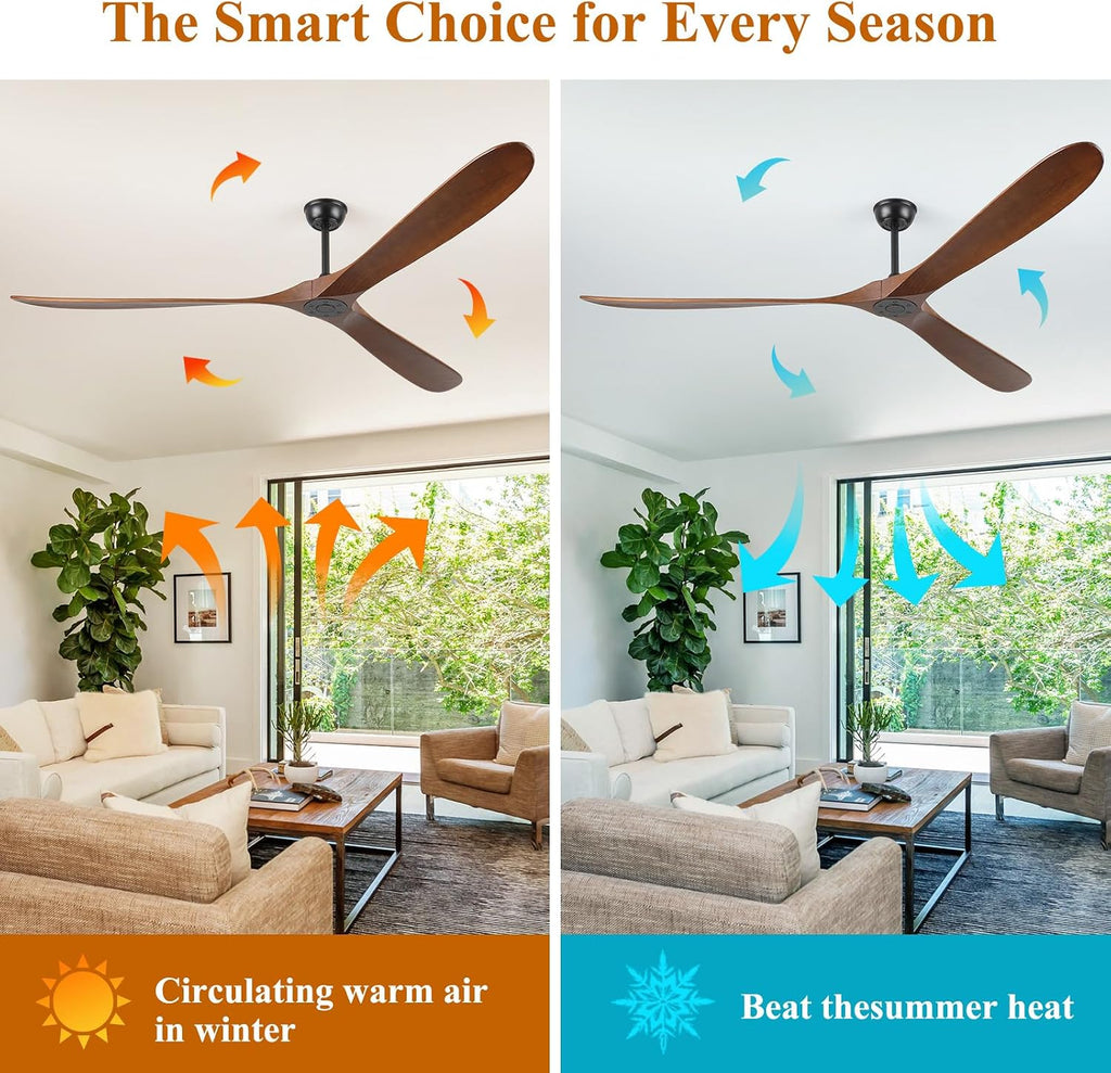 Inspired Maverick Style 88" Ceiling Fan, Extra Large No Lights, 3 Wood Walnut Blades, DC Motor, Reversible Propeller Outdoor Ceiling Fan for Patios, Exterior House Porch, Farmhouse Gazebo with Remote Control A101-B0D9815C7D