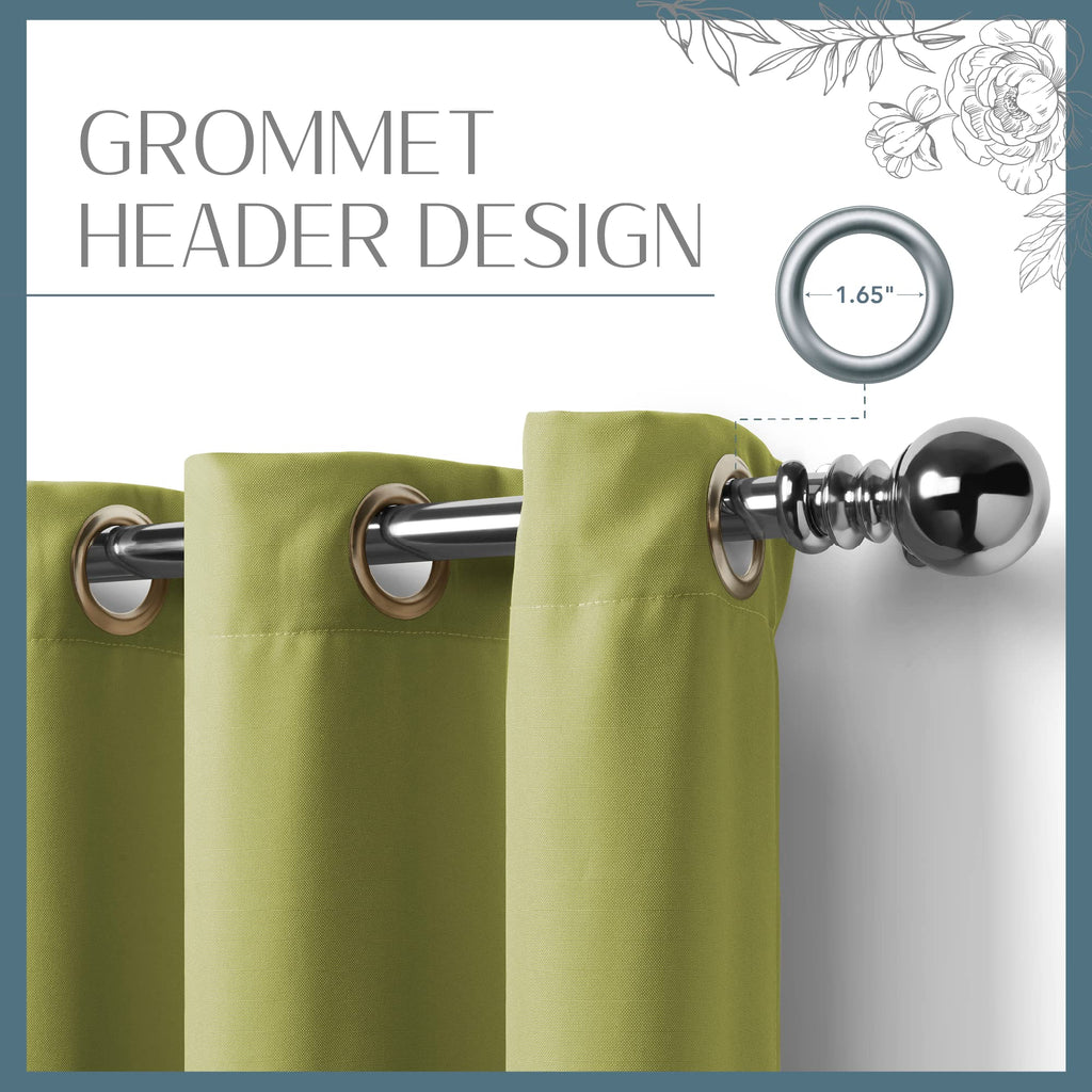 Connor Solid Indoor/Outdoor Window Curtain, Lime - 52"W x 108"L