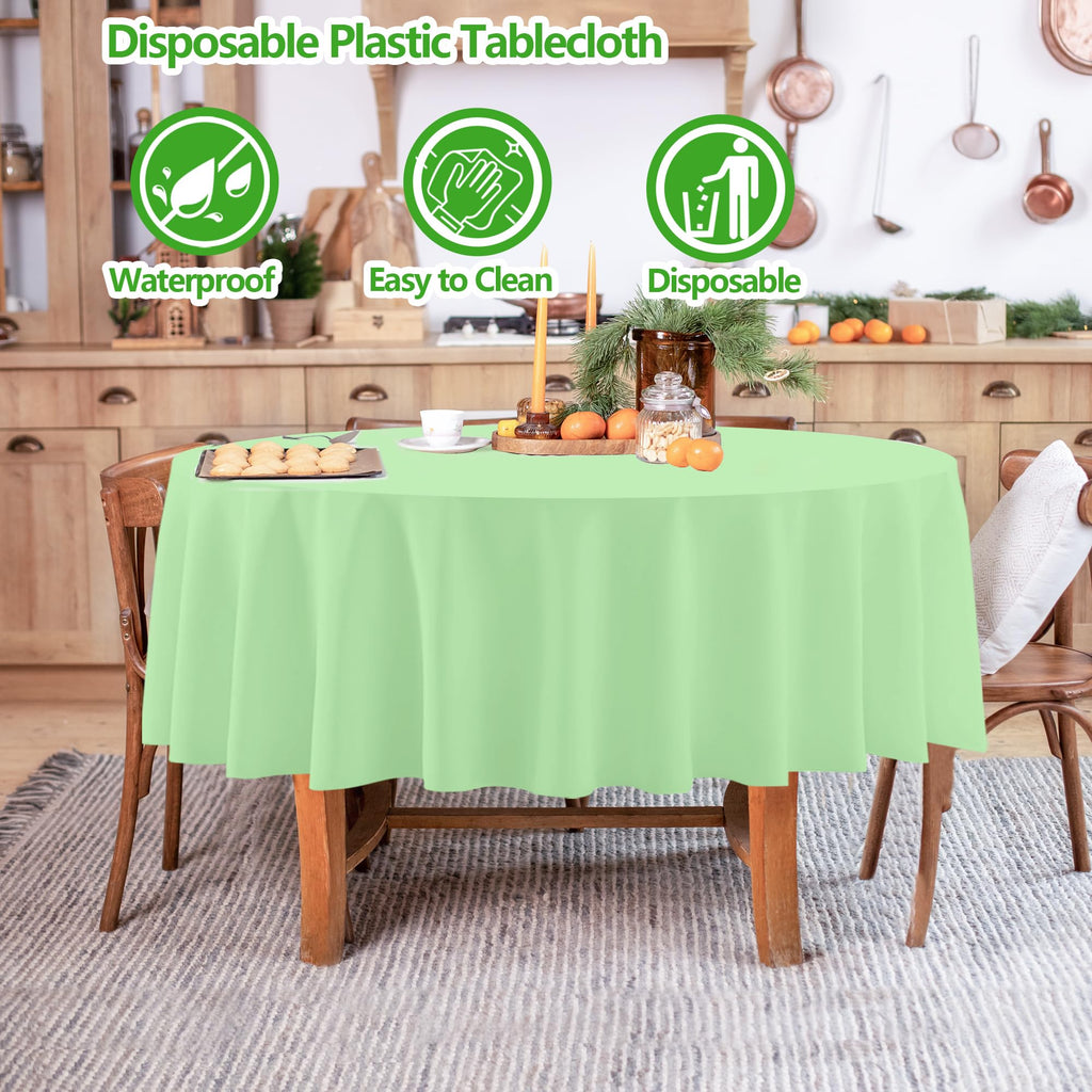 12 Pcs Assorted Color Round Plastic Tablecloths
