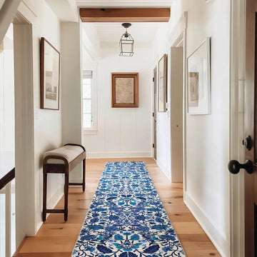 Hallyway Area Runner Rugs 2x10, Boho Floral Faux Wool Indoor Outdoor Rugs, Washable Rugs for Bedroom