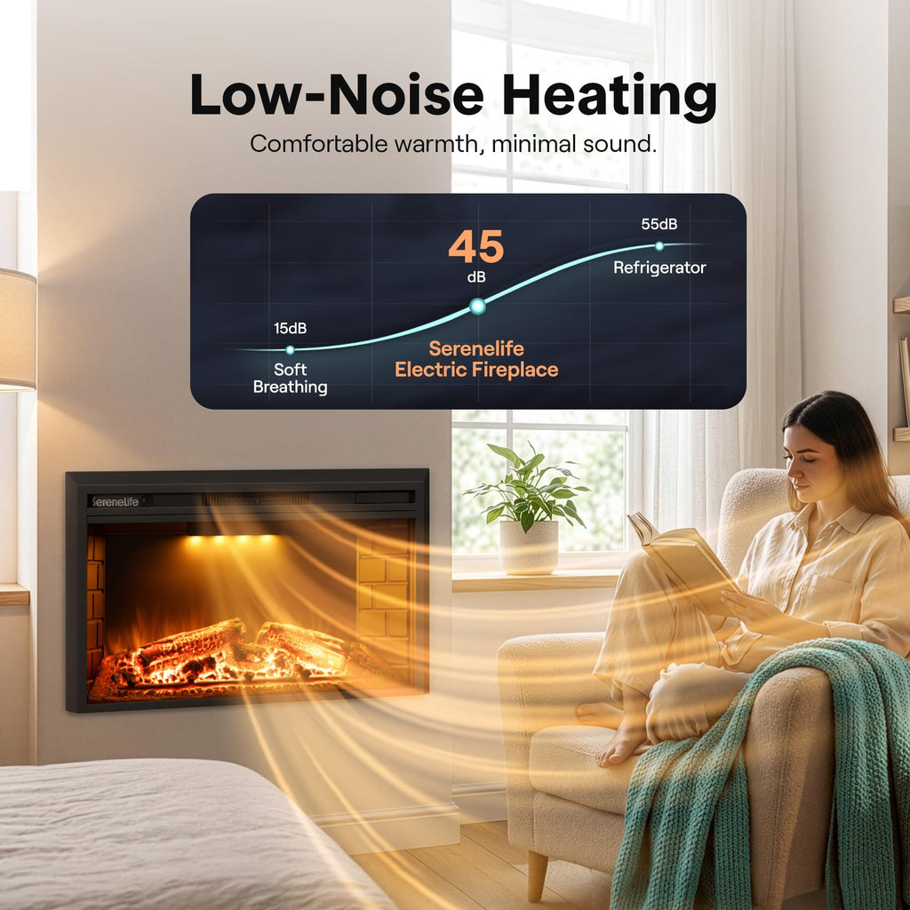 Electric Fireplace Insert with Heater | Smart Wi-Fi App Control & Remote | 700W/1500W Adjustable Thermostat with