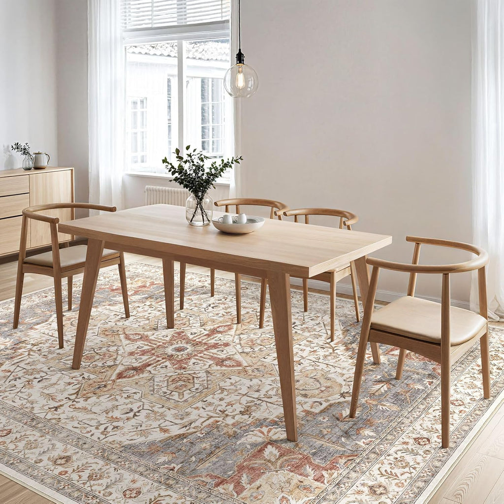 Area Rug Living Room Rugs - 10x14 Washable Boho Rug Vintage Oriental Distressed Farmhouse Large Thin