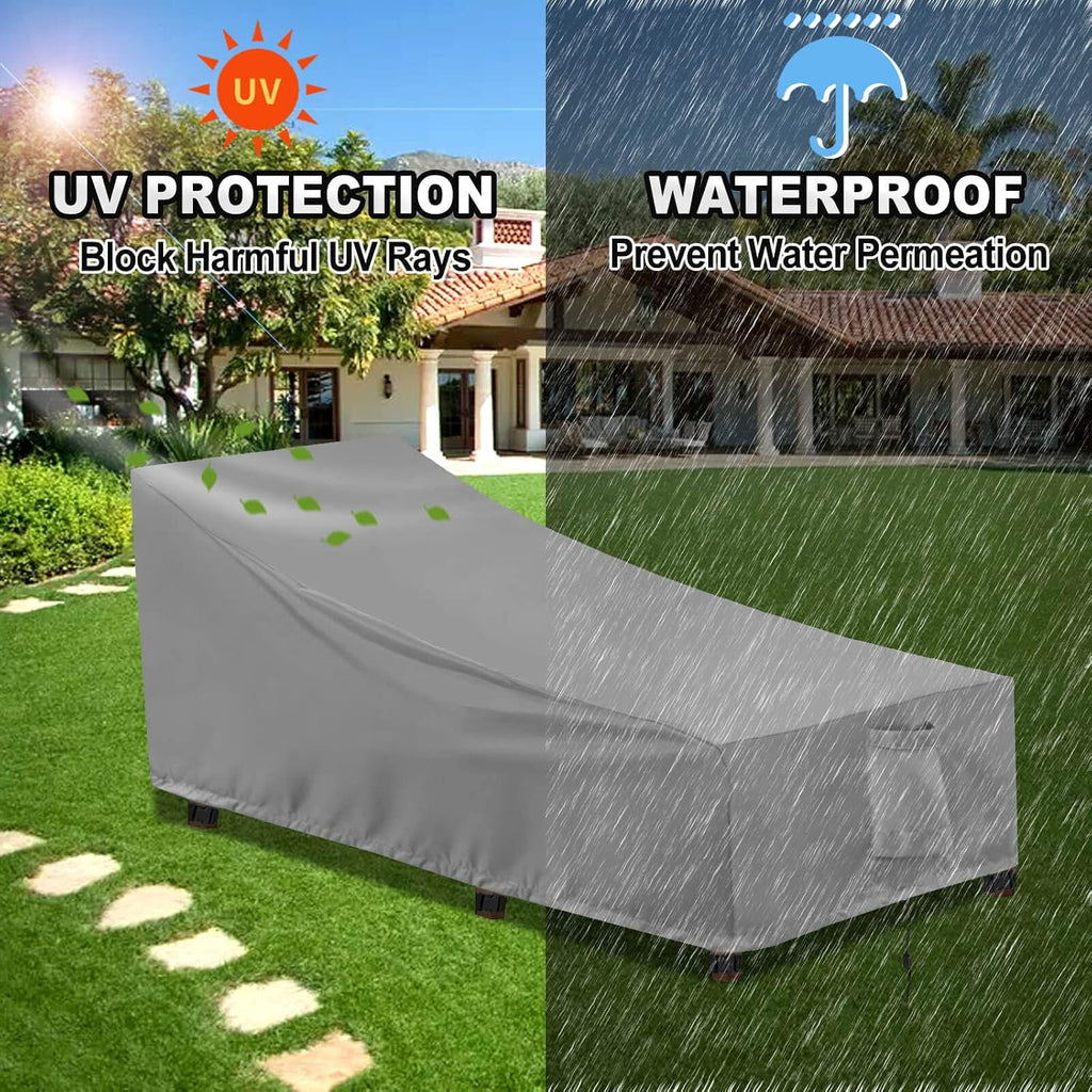 Waterproof Patio Chaise Lounge Chair Cover | UV Resistant Lounger Covers Heavy Duty Weatherproof Patio Sofa Furniture