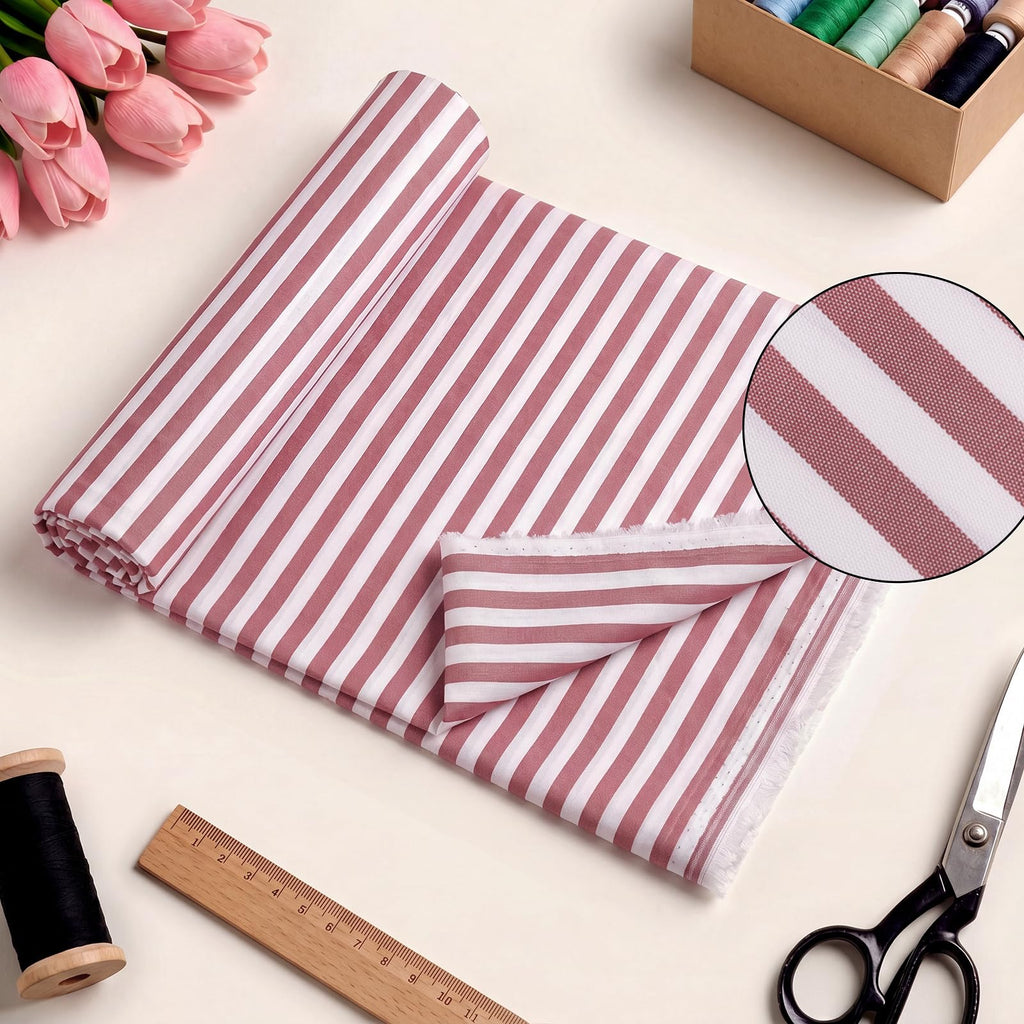 100% Polyester Fabric by The Yard Stripes Print, Lightweight Quilting & Sewing Fabric for Dressmaking, Upholstery &