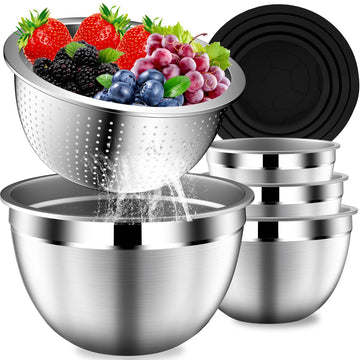 Mixing Bowls with Lids Set, Stainless Steel Mixing Bowl with Colander